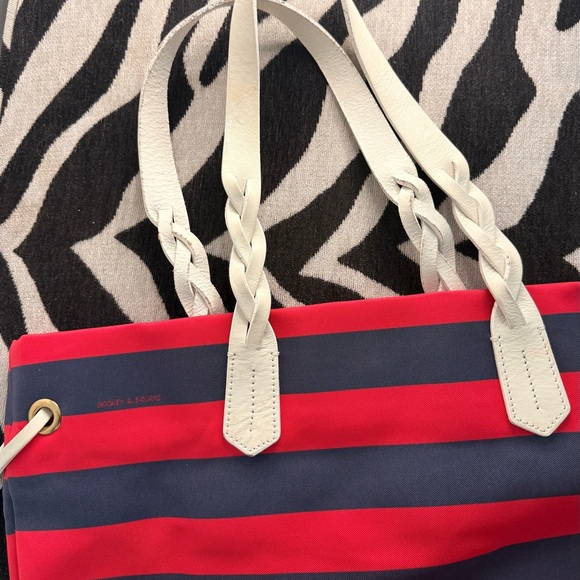 Dooney & Bourke Navy and Red Striped Tote - Picture 11 of 14
